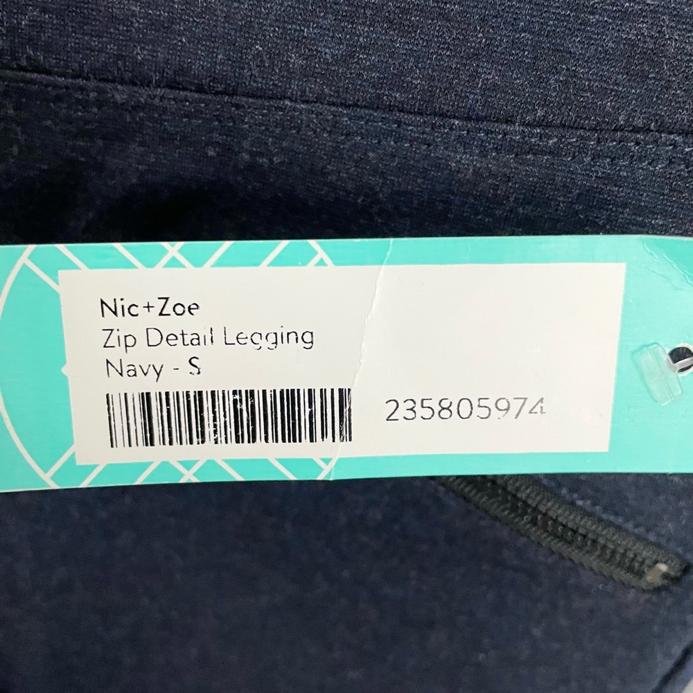 Stitch Fix X Nic+Zoe Zip Detail Legging Navy Blue NWT - Picture 6 of 11